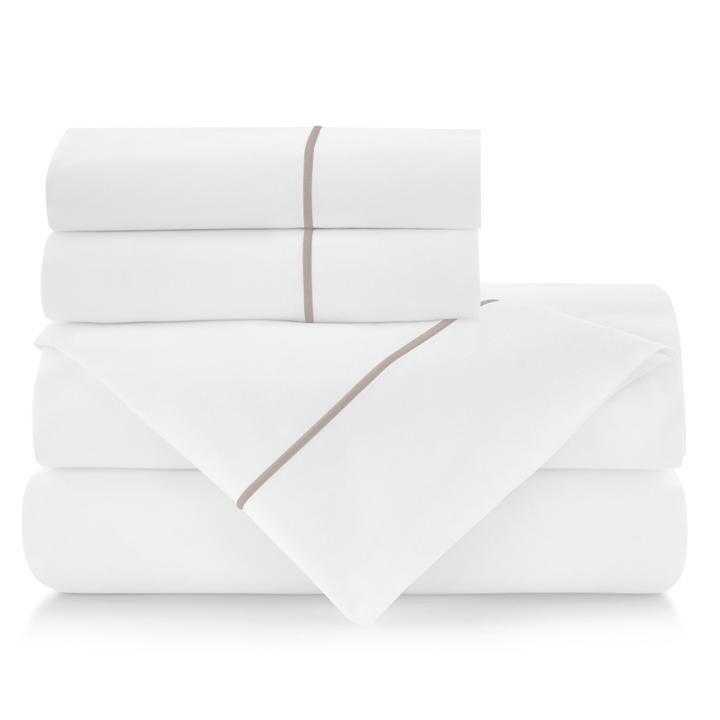 PEACOCK ALLEY BOUTIQUE EMBROIDERED PERCALE SHEET SET DRIFTWOOD