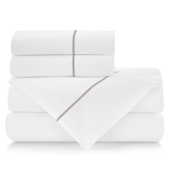 PEACOCK ALLEY BOUTIQUE EMBROIDERED PERCALE SHEET SET  DRIFTWOOD