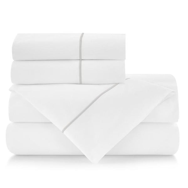 PEACOCK ALLEY BOUTIQUE EMBROIDERED PERCALE SHEET SET  FLINT