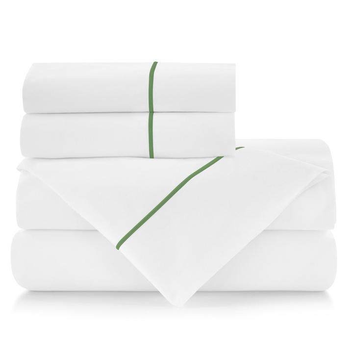 PEACOCK ALLEY BOUTIQUE EMBROIDERED PERCALE SHEET SET   GREEN