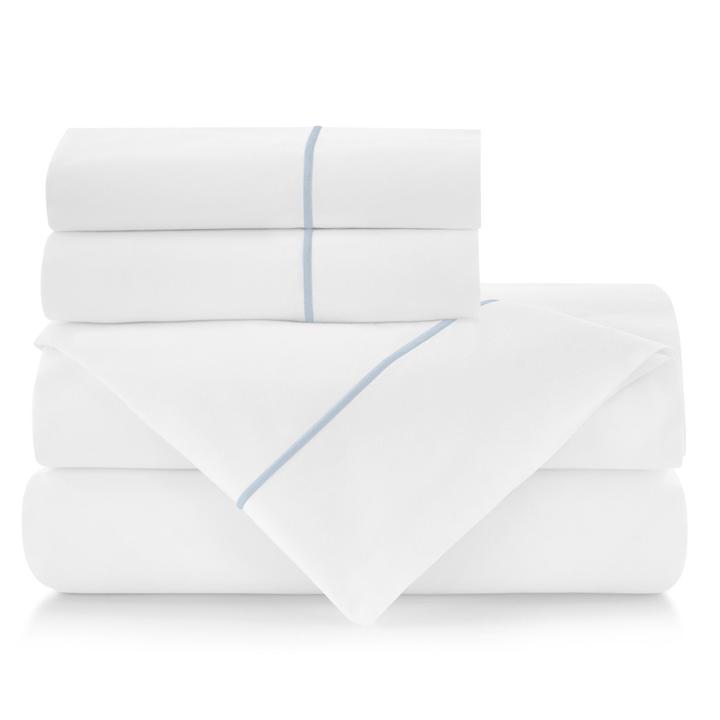 PEACOCK ALLEY BOUTIQUE EMBROIDERED PERCALE SHEET SET  SKY