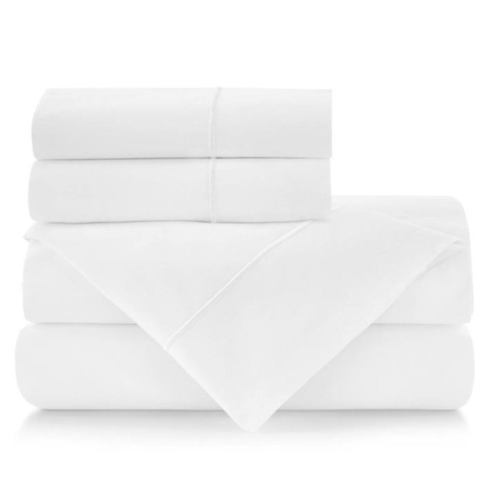 PEACOCK ALLEY SOPRANO EMBROIDERED SATEEN SHEET SET  WHITE