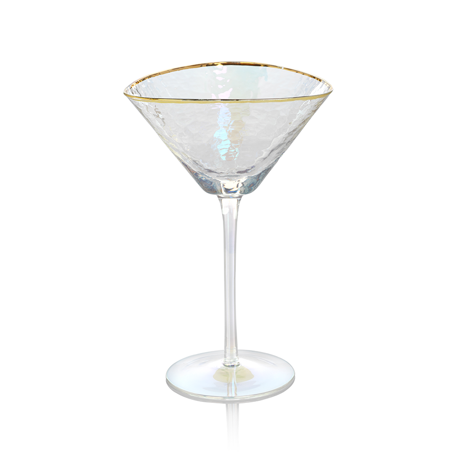 APERITIVO TRIANGULAR MARTINI GLASS - LUSTER WITH GOLD RIM