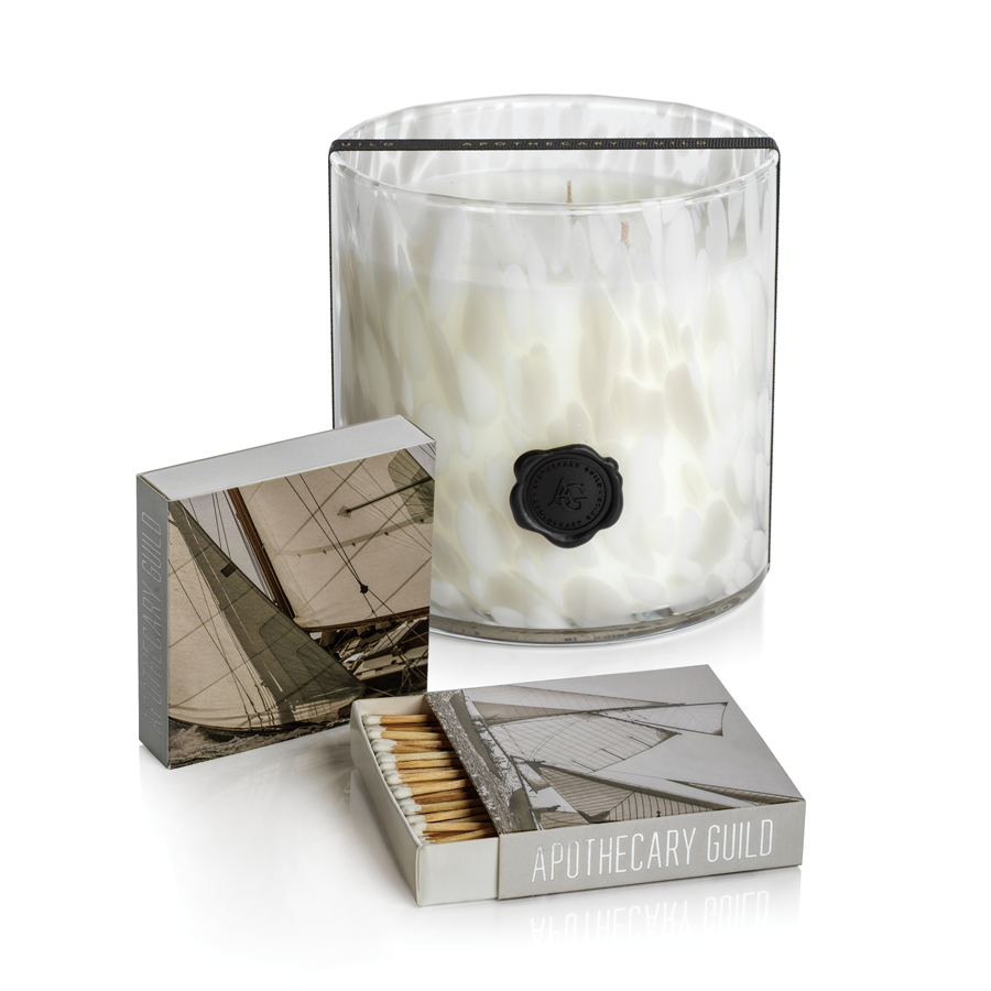APOTHECARY GUILD OPAL GLASS CANDLE JAR GIFT SET:  GARDENIA