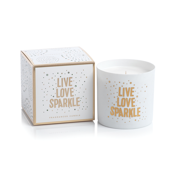 APOTHECARY GUILD PORCELAIN SCENTED CANDLE JAR:  LIVE LOVE SPARKLE