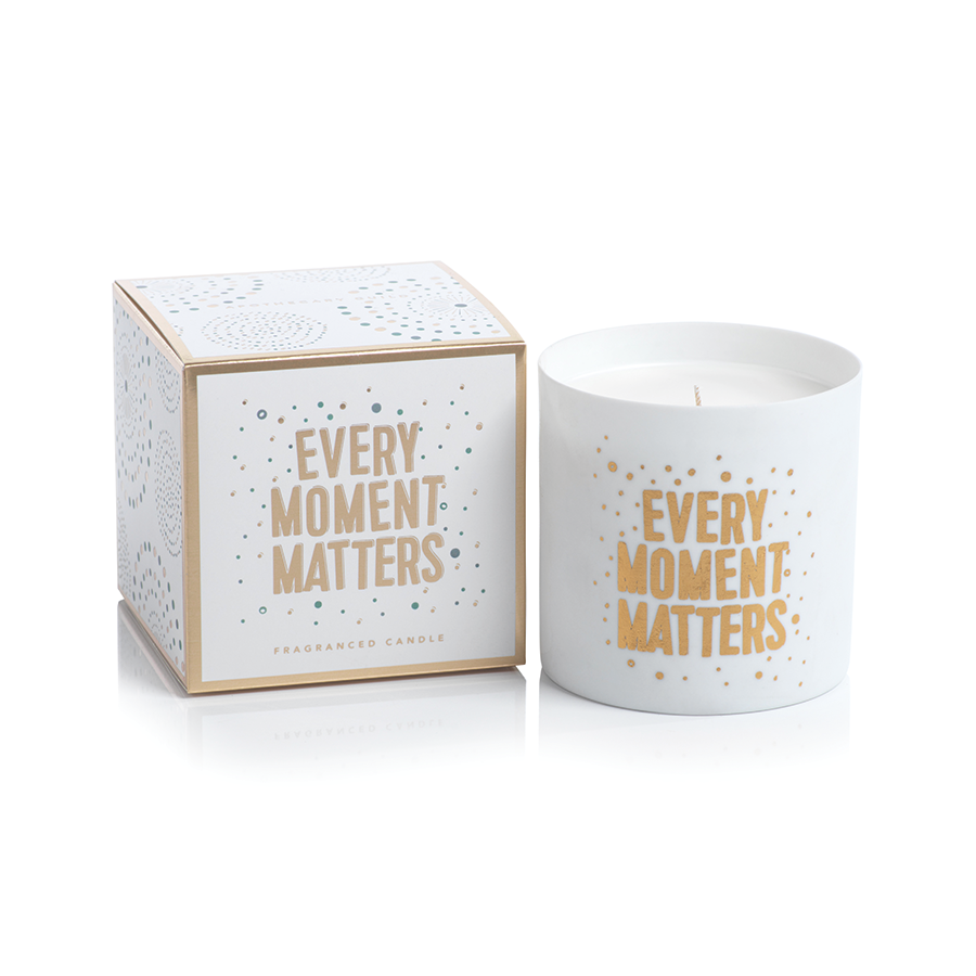 APOTHECARY GUILD PORCELAIN SCENTED CANDLE JAR:  EVERY MOMENT MATTERS