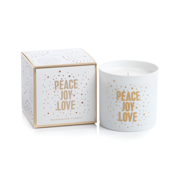 APOTHECARY GUILD PORCELAIN SCENTED CANDLE JAR:  PEACE JOY LOVE