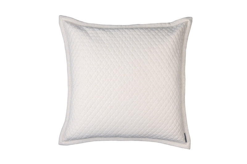 LAURIE 1" DIAMOND QUILTED EUROPEAN PILLOW IVORY BASKETWEAVE 26X26
