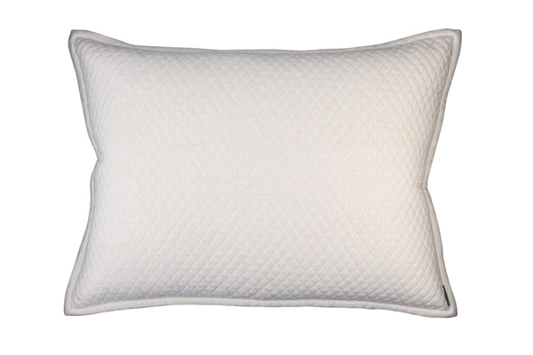 LAURIE 1" DIAMOND QUILTED LUXURY EURO PILLOW IVORY BASKETWEAVE 27X36