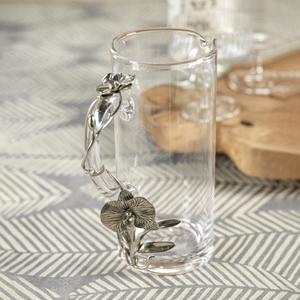 A DURBAN ORCHID PEWTER AND GLASS PITCHER