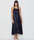 PJ HARLOW MONROW SATIN LONG GOWN WITH ADJUSTABLE GATHERED BACK BLACK