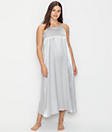 PJ HARLOW MONROW SATIN LONG GOWN WITH ADJUSTABLE GATHERED BACK DARK SILVER